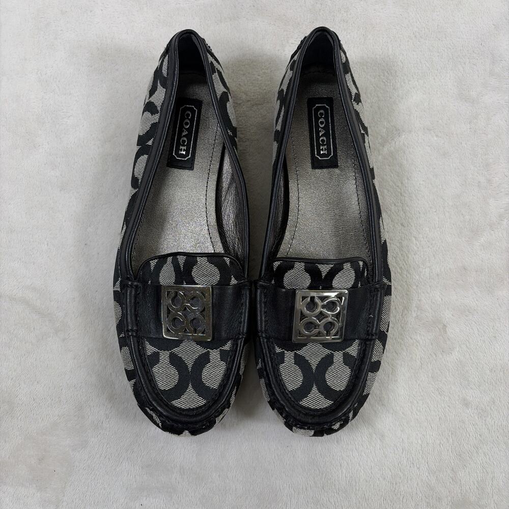 Coach Sid Signature C Black Jacquard Leather Loafer Driving Moc Women’s Size 6.5 - Picture 13 of 14